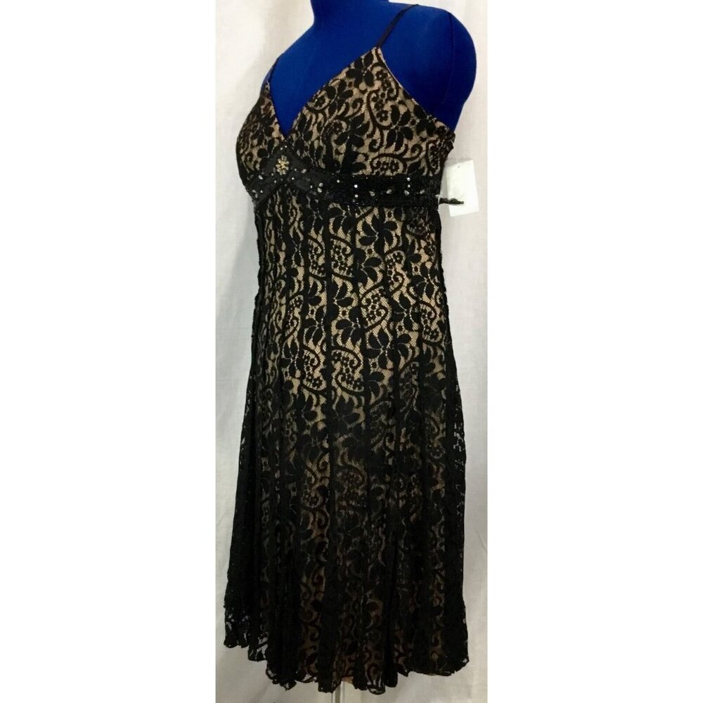 MixIt Dress Women 14 Black Lace Overlay Cocktail Bead Sequin Halter VTG New Tags - Picture 3 of 11